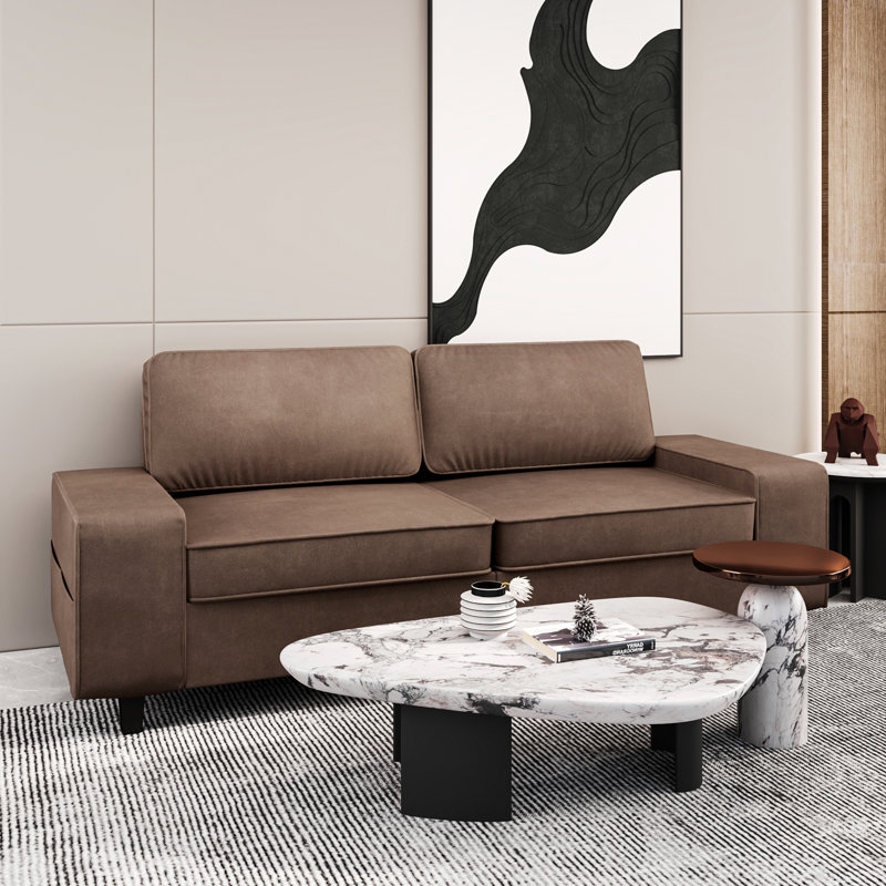 Causeuse de salon de style moderne, Tissu café