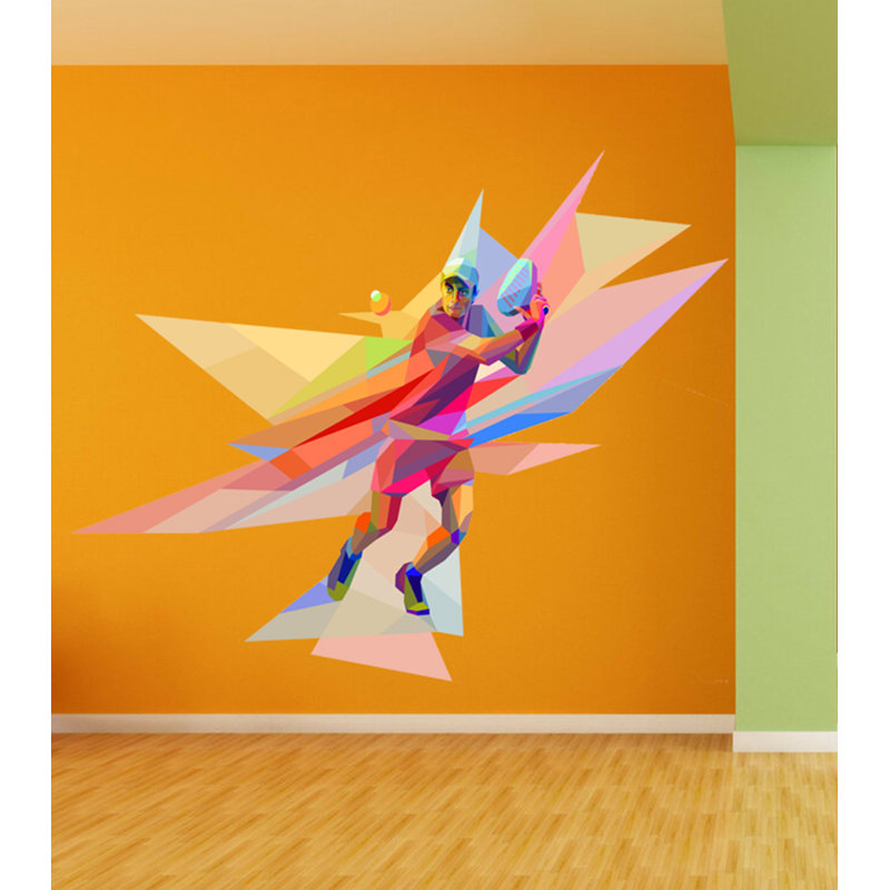 Décalcomanie murale tennis polygonale, H 46 po x L 56 po