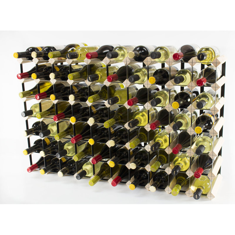 Liddle 70 Bottle Floor Wine Bottle Rack, Natural Pine / Black Steel