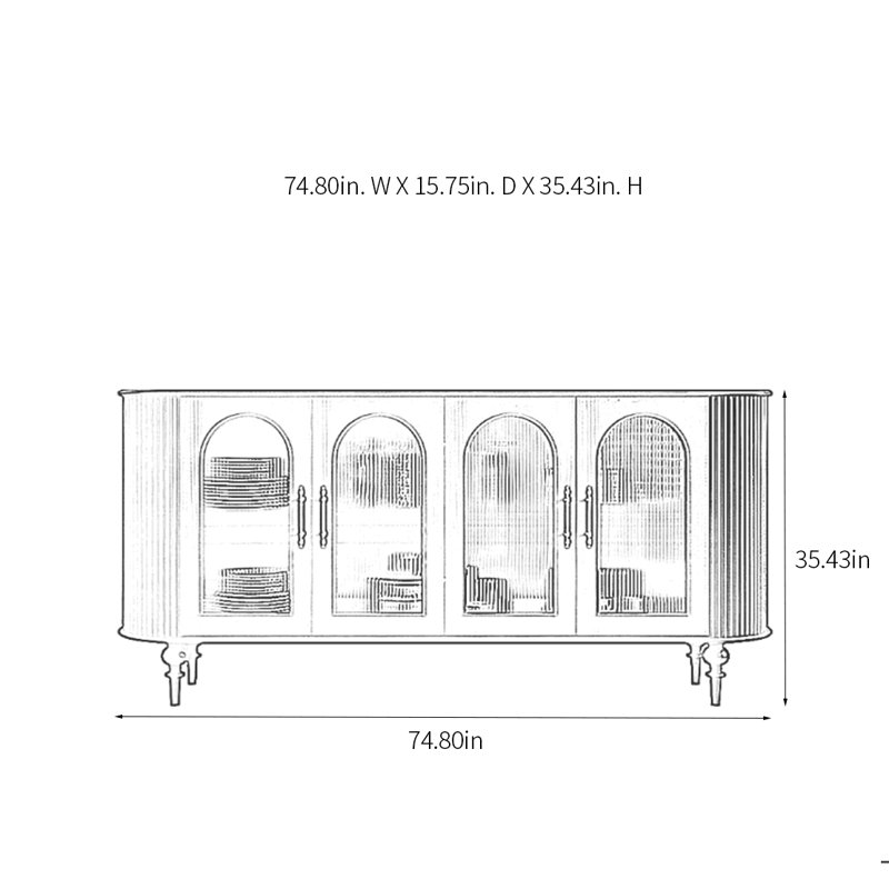 Retro Minimalist Sideboard Cabinet, Cream