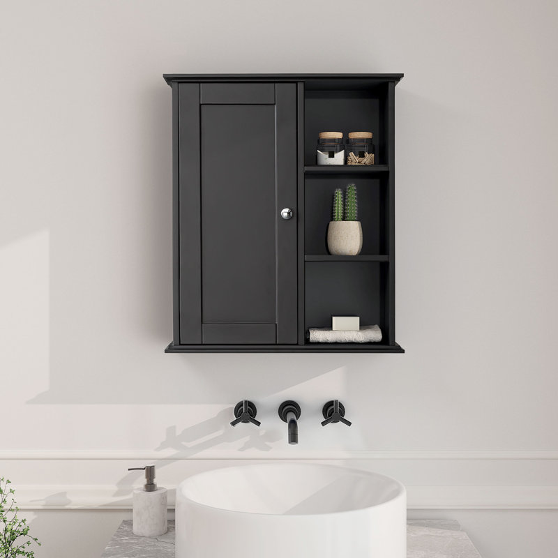 Rangement mural pour salle de bain au-dessus de la toilette Dayonte, Noir