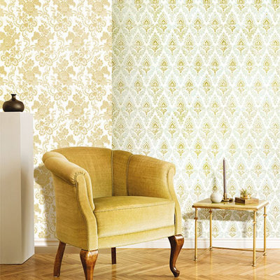 Italian Classics 4 Floral Motif Damask 3D Embossed Wallpaper Roll