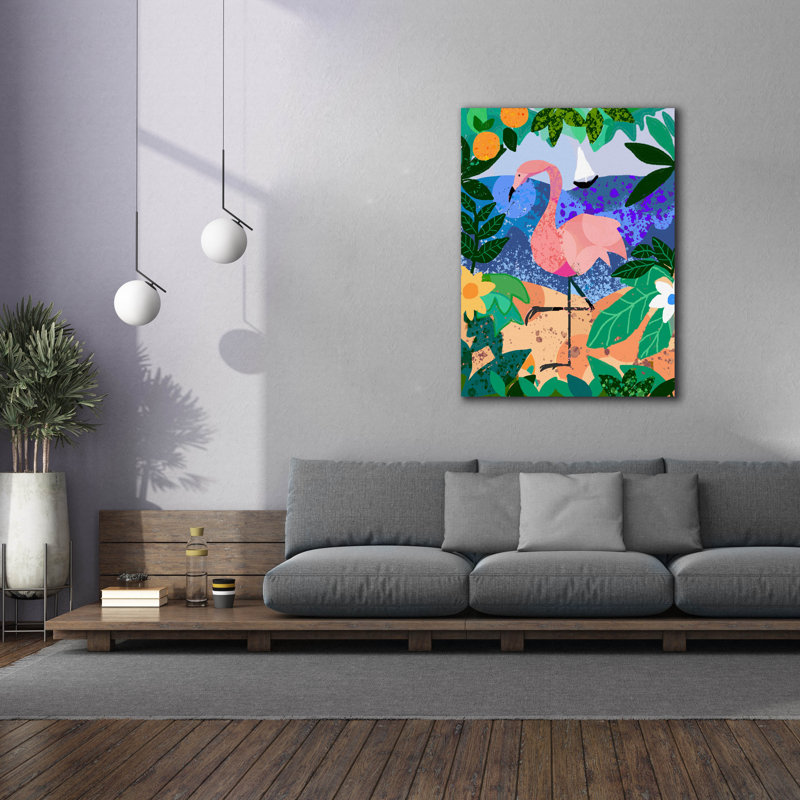 «Ultimate Flamingo» par Holly McGee, art mural sur toile, H 54 po x l 40 po x P 1,5 po