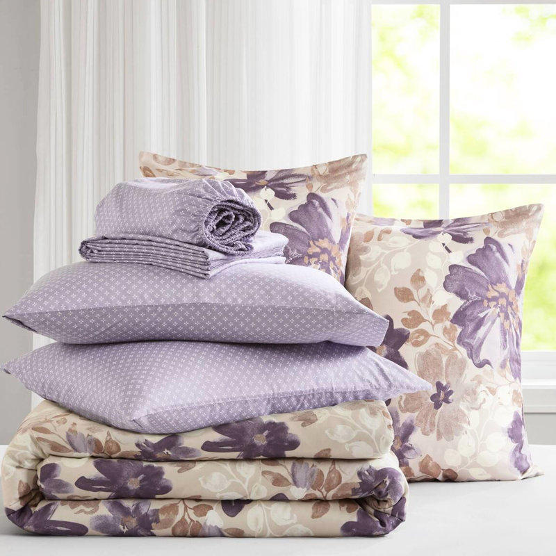 Literie 100% taupe pour très grand lit - édredon, draps, taies d'oreiller pour lit en microfibre brossée