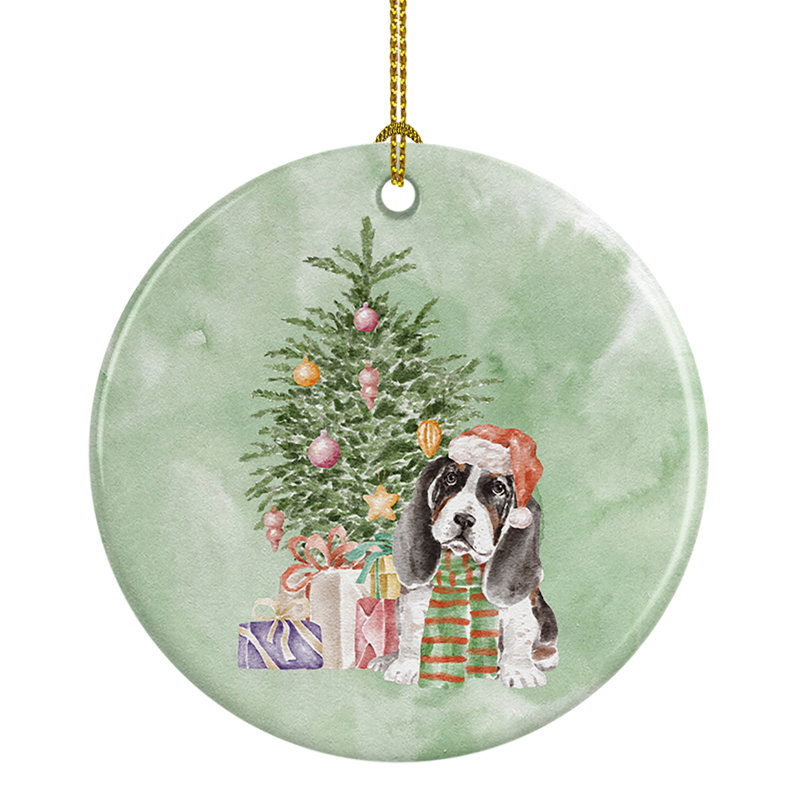 Figurine de Noël suspendue chiot basset hound