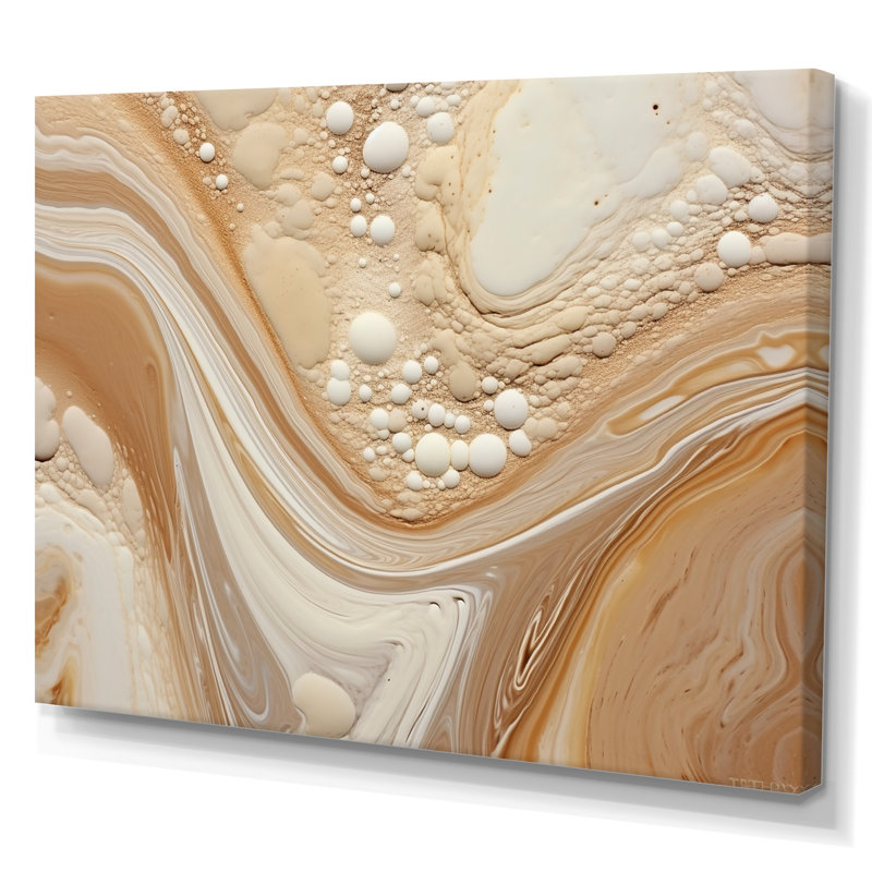 " Cream Marbled Melody III ", Wrapped Canvas, 30" H x 40" W x 1.5" D