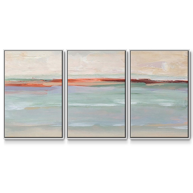 Sienna Horizon I - 3 pièces, reproduction sur toile, H 36 po x l 75 po x P 2 po, Blanc
