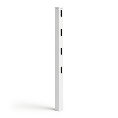 Poteau de clôture en vinyle 7 pi avec noyau en aluminium, poteau de clôture en PVC blanc avec capuchon, installation facile et pièces de rechange en vinyle de clôture résistantes aux rayons UV pour ranch, cour et ferme, simple