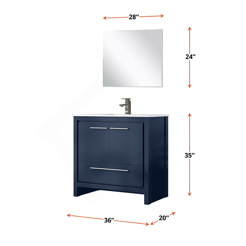 Meuble-lavabo de salle de bain 36 po X P 20 po P, comptoir en marbre de culture, ensemble de robinet et robinet de 28 po Miroir