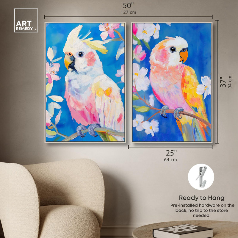 Spectrum on Wings Set Canvas Print Boho Abstract Art Set by Art Remedy, Black Frame, 10 x 15, 37" H x 25" W, Silver Frame