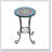 Patio Side Table with Shelf,Blue+Black