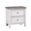 Table de chevet 2 tiroirs Amby, blanc antique, bois d'acacia gris
