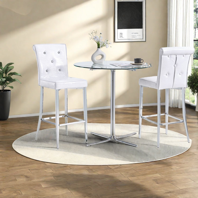 Ensemble de table de salle à manger moderne (doit inclure la table et la chaise), ensemble de bar en verre et en métal pour petite cuisine