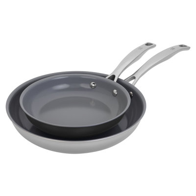 HENCKELS Clad H3 2-Piece Stainless Steel Ceramic Nonstick 8-in & 10-in Fry Pan Set