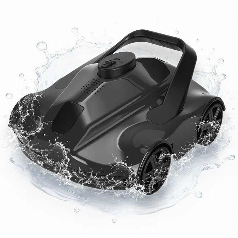 Robot nettoyeur sans fil pour piscine hors-terre, 130 minutes d'autonomie, autochargeant, Noir