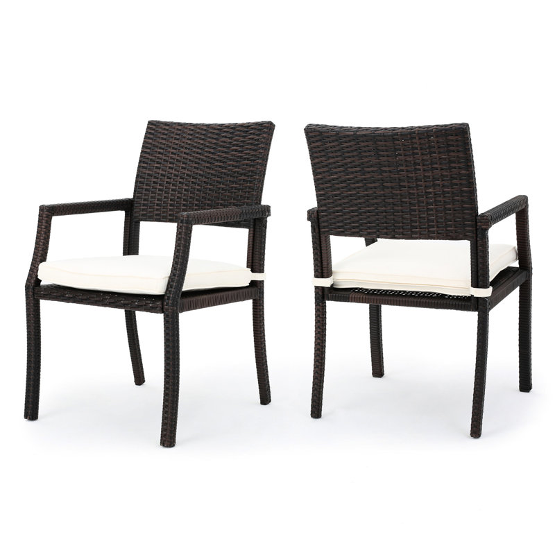 Island Dining Chair ( Of 2) - Modern Brown Chairs With Water- Cushioned Seats For Patio Use Graceful Cushioned, Waterproof Seat Dining,