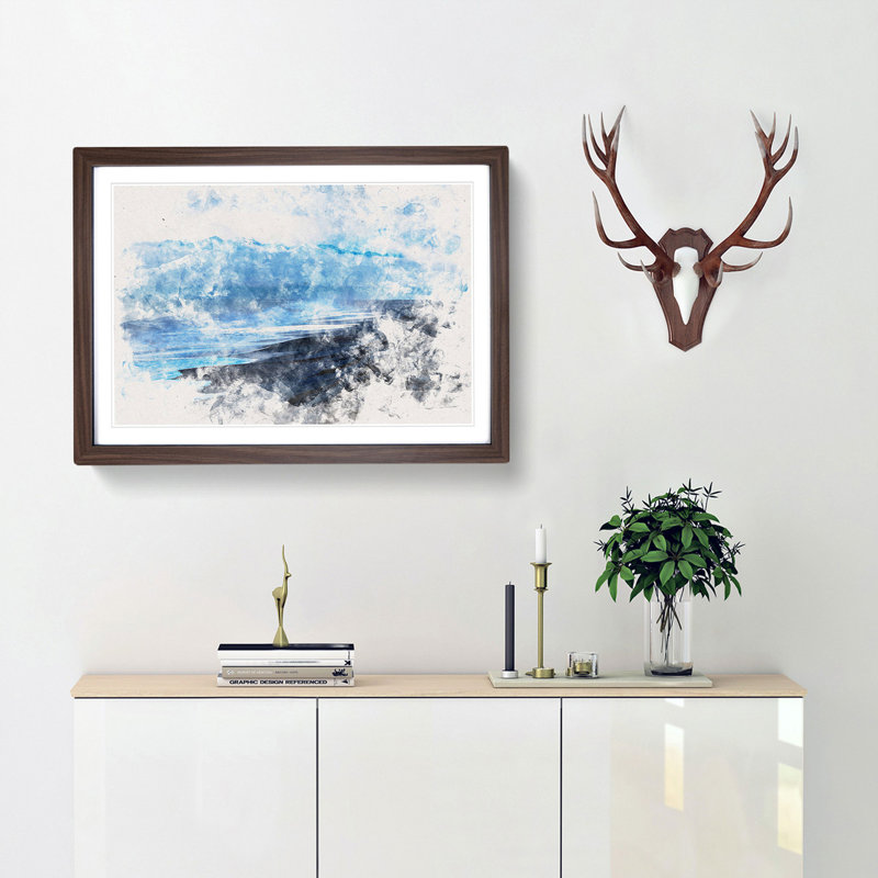 Mountain Beach - Framed Print, 27cm H x 36cm W x 2cm D, Walnut Framed