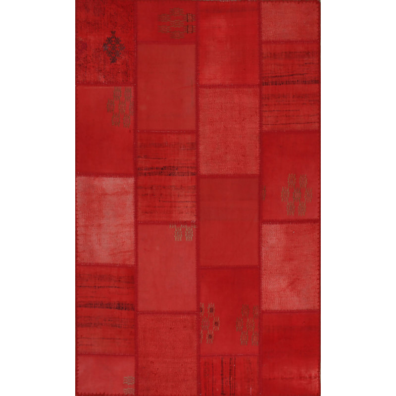 Winthorpe Luxurious Red Flat Weave Carpet, 4.0 x 5.9 Feet | 100% Cotton & Wool, 1.5 Lbs/Sq Ft | No Pile, Easy to Clean with Vacuum & Spot Remover | Perfect for Living Room, Bedroom & Dining Area Decor