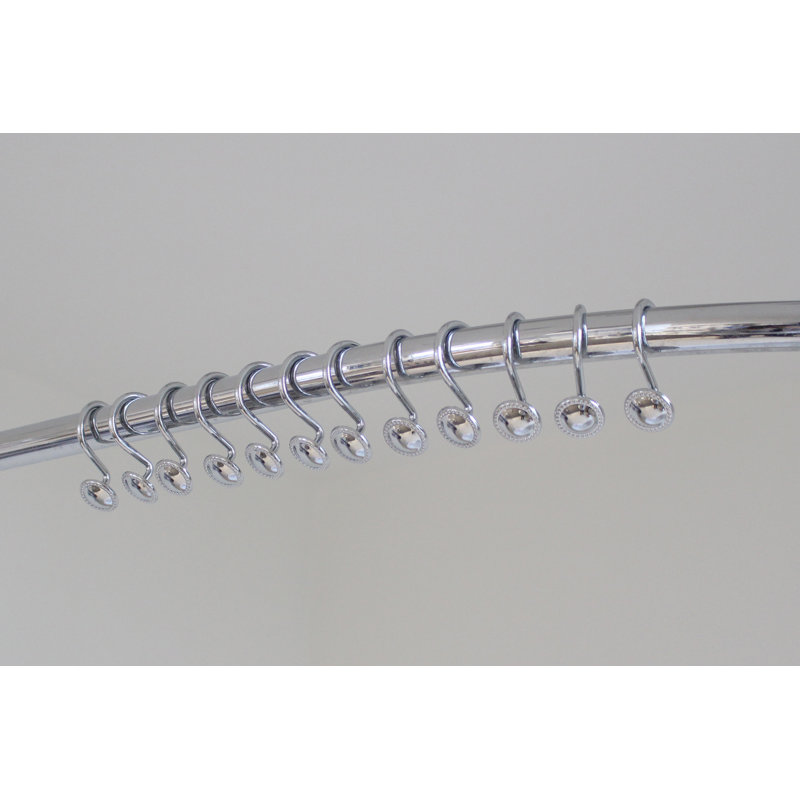 Chrome Button Design Rust-Resistant Shower Curtain Hooks Set