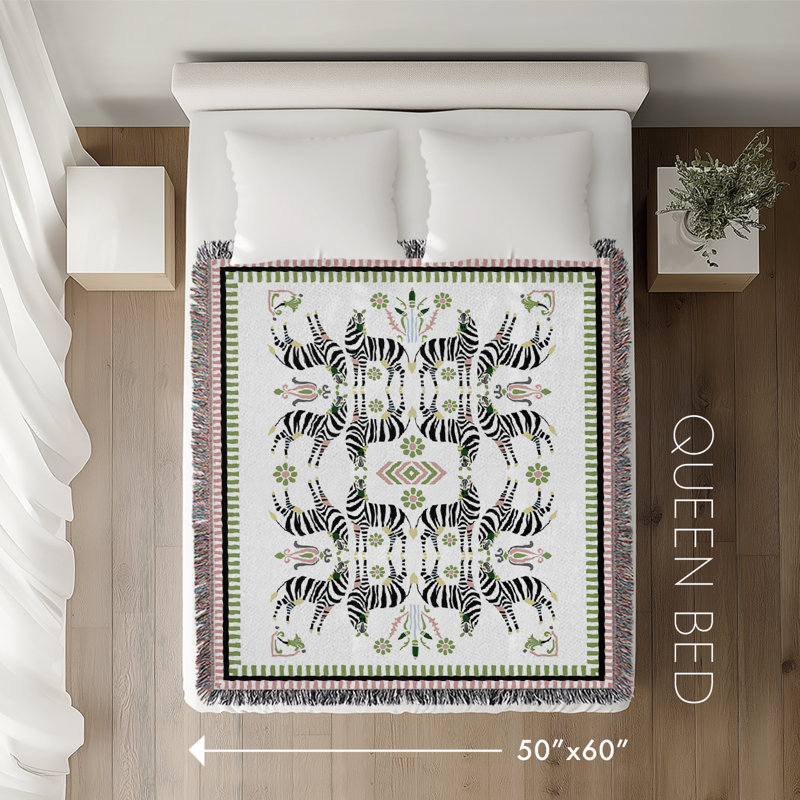 Jeté en mélange de coton Mida Zebra, L 60 po x l 50 po