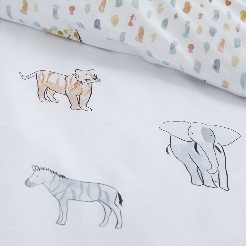 Zoo Animals 100% Cotton Duvet Cover Set with Pillowcases, Double Duvet Cover + 2 Standard Pillowcases