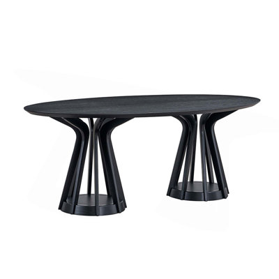 78.74" Modern Oval Dining Table Ellipse Wooden Table With Sturdy Pedestal