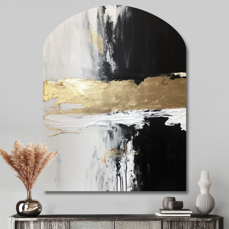 Elijah - peinture abstraite en forme d'arche, art mural asymétrique, H 43 po x l 33 po