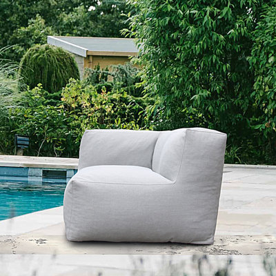 33.86" Wide Modern Outdoor Foam‑Filled Bean Bag Lounge Chair, Corner Armrest Chair Couch Sofa for Pool & Patio