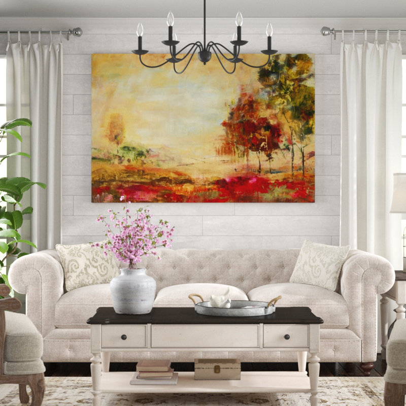 «Raspberry Field» par Jodi Maas - peinture sur toile tendue, Extérieur, H 24 po x l 35 po x P 1,5 po