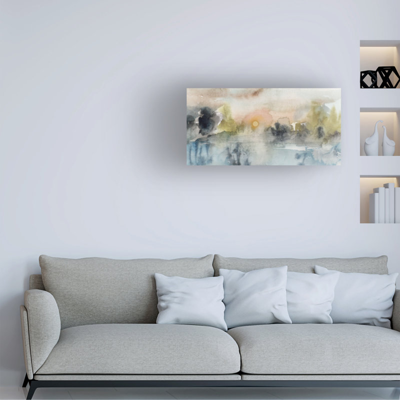 Art mural sur toile tendue - "Vermilion Retreat II" de Melissa Wang, décoration murale pour le salon, la chambre à coucher ou le bureau - 16 x 32