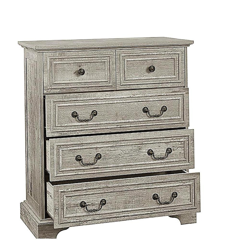 Placard de chambre à coucher à 5 tiroirs de style rustique, texture naturelle, design rétro, chambre à coucher, salon, armoire de rangement de couloir, blanc rétro