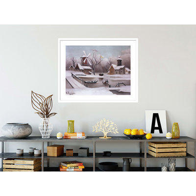«Ice Skaters on a Frozen Pond» par Henri Rousseau, impression giclée sur cadre