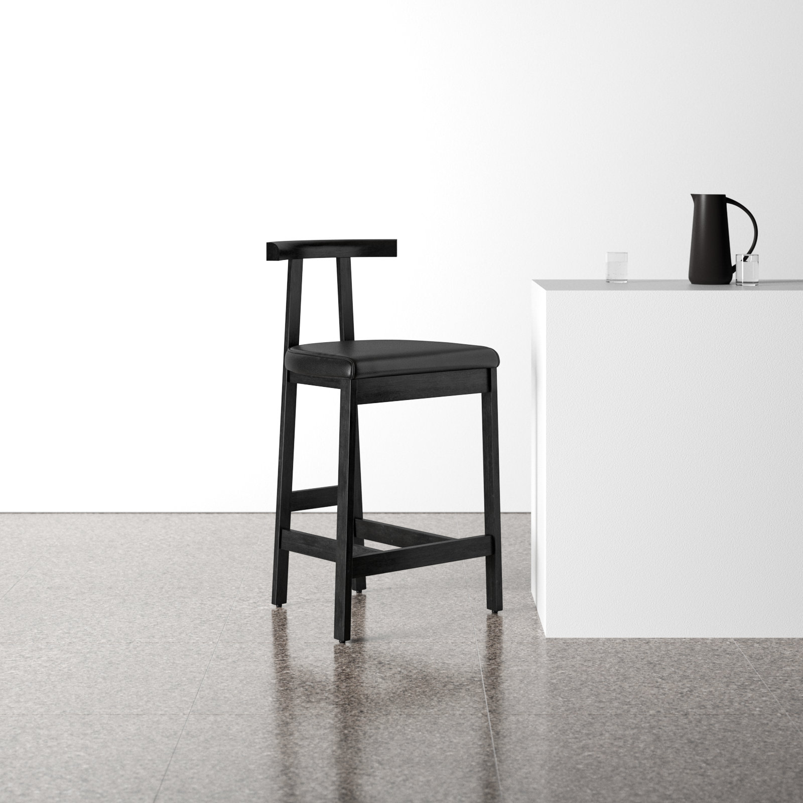 Seville Bar Stool, Black, Counter Stool (26” Seat Height)