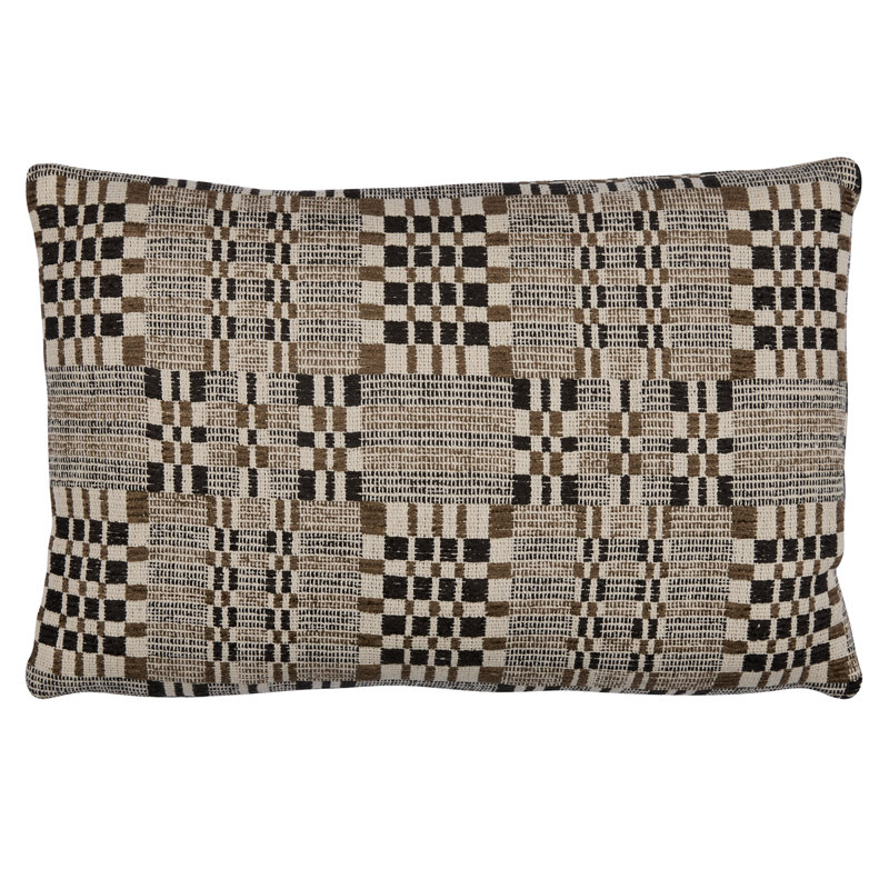 Brimfield Lumbar Pillow, Brown Geometric, 12" H x 16" W
