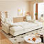 104.7 Inch U-Shaped Sleeper Sofa With Pull Out Bed, 2-In-1 Convertible Couch With Removable Armrests And USB Ports, Oversized Sectional For Living Room-87347478