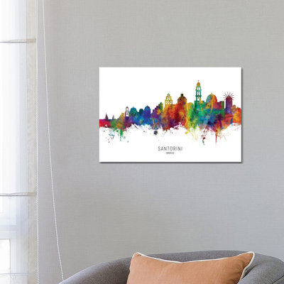Santorini Greece Skyline by Michael Tompsett - Wrapped Canvas Print