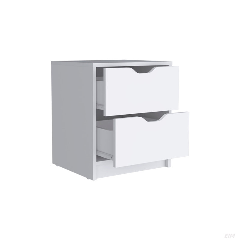 Table de chevet, deux tiroirs, Blanc