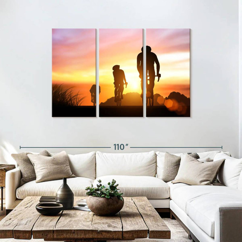 Sireci Cyclists At Sunset, 48" H x 74" W