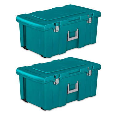 Sterilite 16 Gal Lockable Footlocker Toolbox Container W/ Wheels