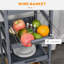 Chariot de service mobile à roulettes pour îlot de cuisine avec tiroir inférieur et panier de rangement coulissant, gris