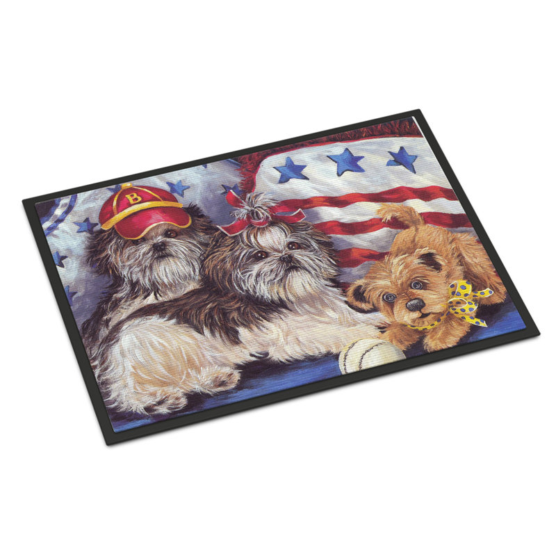 Tapis d'entrée antidérapant Guerrie L 27 po x l 18 po, Shih Tzu chéris américains