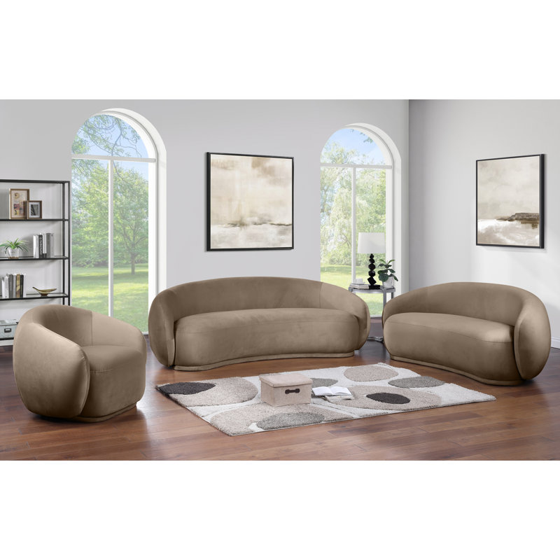 Causeuse en velours Emery, Velours taupe