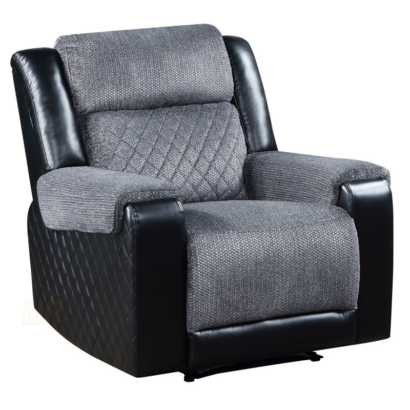 Fauteuil inclinable ALICIA avec appui-tête et tissu gris foncé deux tons pour un confort et un style ultimes