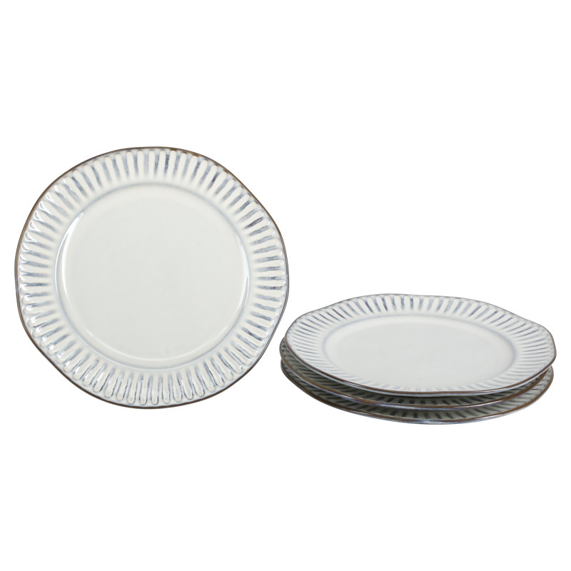 White Ceramic 12-Piece Dinnerware Set with Textured Design