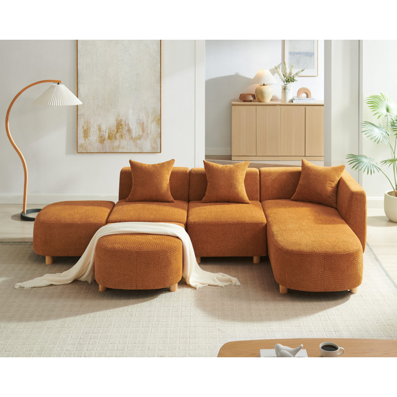  Canapé modulaire rembourré 109,8 po Boucle, Orange
