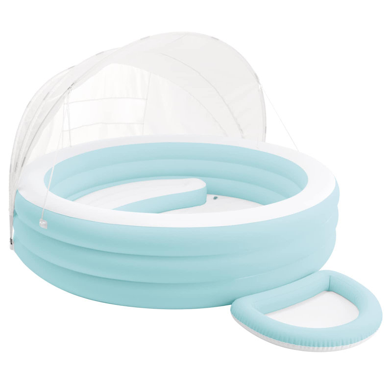 INTEX Pool Lounge Float with Canopy Light Blue and White PVC and PET Summer