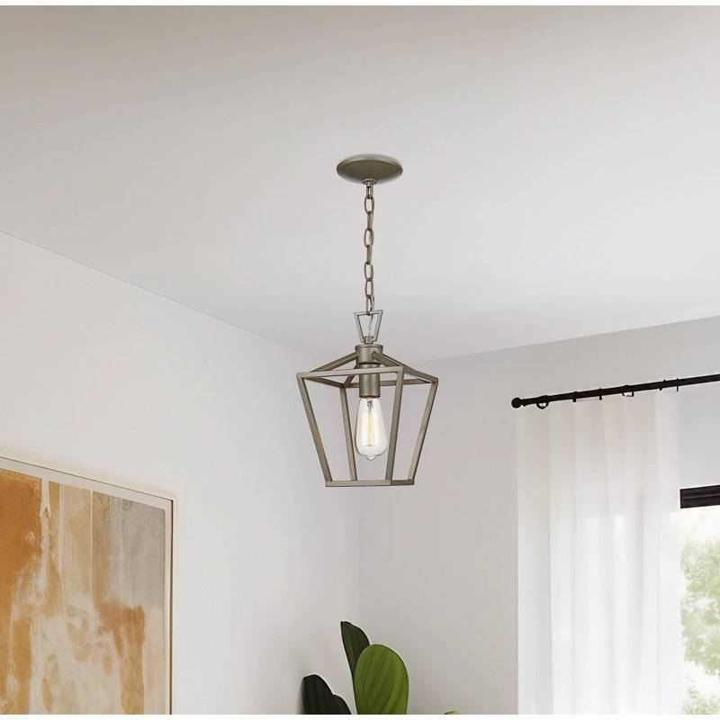 Luminaire suspendu géométrique à 1 lumière Neubauer, Argent antique