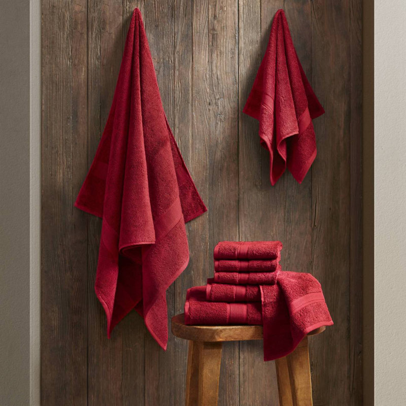 Ultra-Soft 100% Cotton Absorbent Towel Set 8-Piece, Red