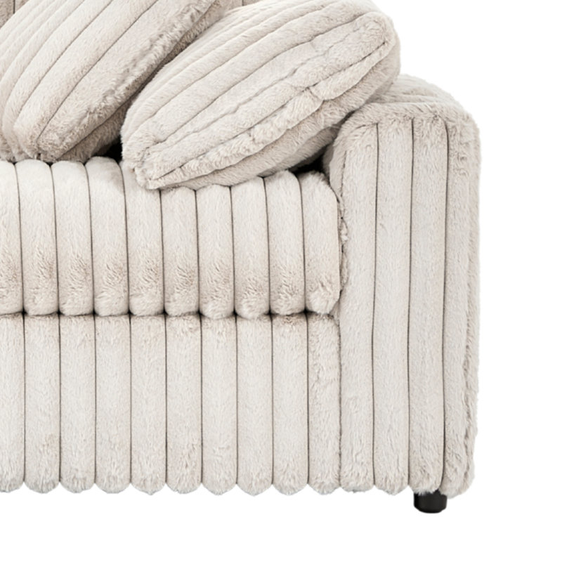 Canapé modulaire en L Belvoir, Polyester beige / mélange de polyester