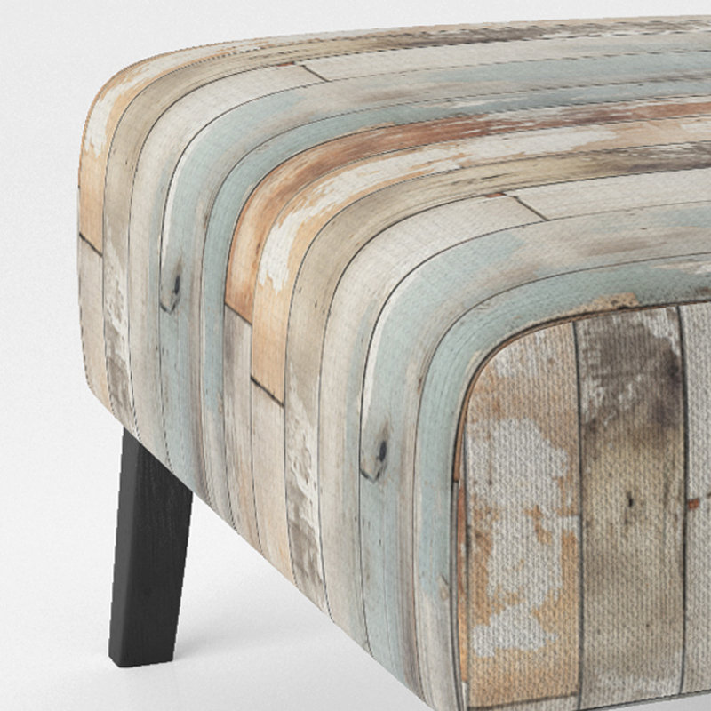 Rustic Farmhouse Wooden Planks - Upholstered Vintage Slipper Chair, Vintage Look Accent Chair
